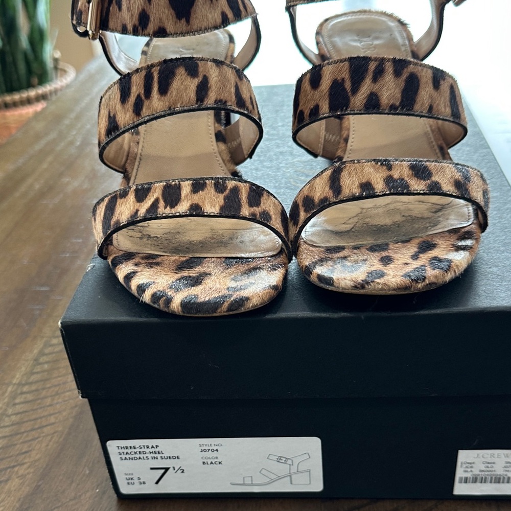 J. Crew Leopard Print Suede Sandals